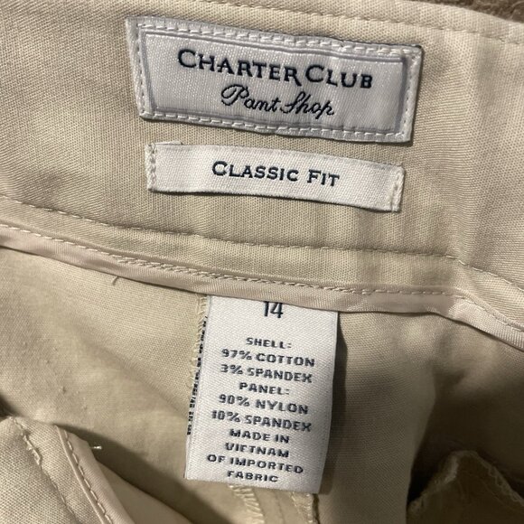 Charter Club Pants Women's 14 Plus Classic Fit Beige High Rise Pleated Straight - Picture 2 of 6